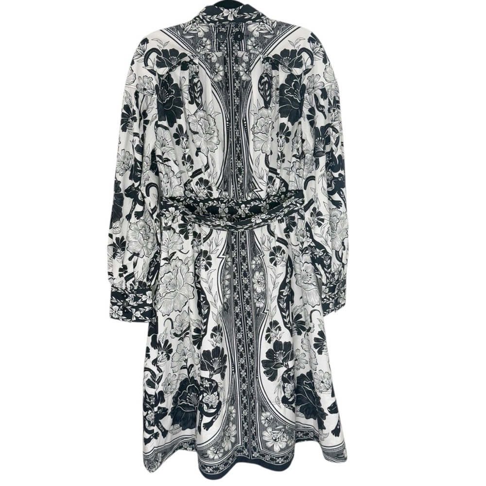 NWT FARM Rio Black and White Floral Midi Shirt Dress - Picture 3 of 15